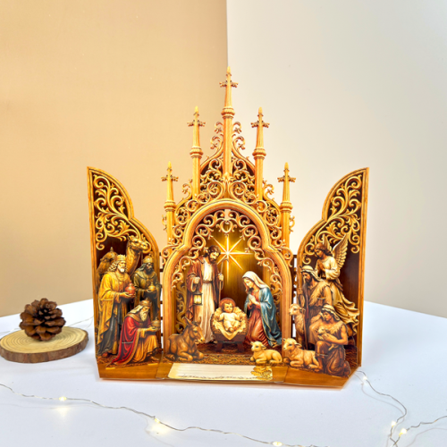 [MỚI] Thiệp 3D Gothic - Thiệp Giáng Sinh 3D Phong Cách Cổ Điển Trang Trí, Treo Tường