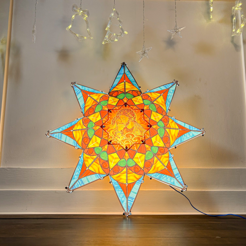[74cm-KÍNH MÀU] Lồng Đèn Ngôi Sao Trang Trí Giáng Sinh Cỡ Lớn Phong Cách Gothic Sang Trọng
