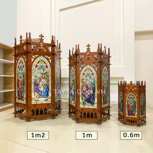 Lồng Đèn Gỗ Lục Giác Trang trí Giáng Sinh - TAYTA