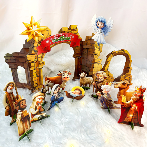 [Mini] Bộ Lắp Ráp Mô Hình Hang Đá Giáng Sinh Chibi 28cm - TAYTA