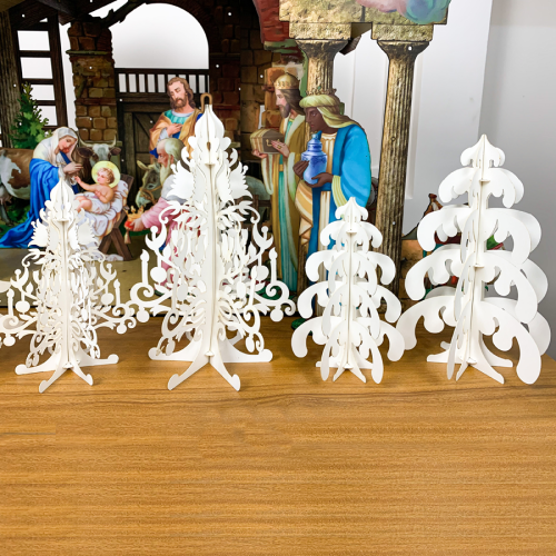 Set 2 Cây Thông Giấy Trắng, 2 Size 22–30cm Mẫu Ngẫu Nhiên - Trang Trí Hang Đá Giáng Sinh - TAYTA