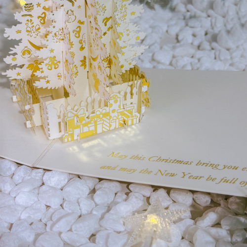 Thiệp 3D Giáng Sinh - Cây Thông Ép Kim Sang Trọng - Happy New Year - TAYTA