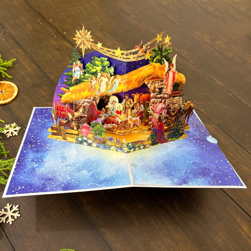 Thiệp 3D Máng Cỏ Giáng Sinh