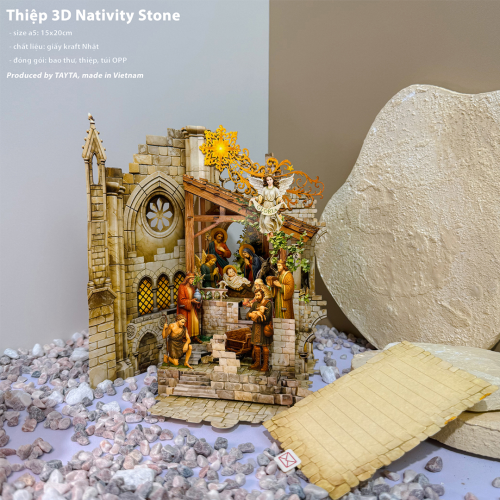Thiệp 3D Nativity Stone - Thiệp Giáng Sinh Độc Đáo - TAYTA