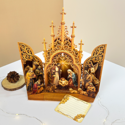 [MỚI] Thiệp 3D Gothic - Thiệp Giáng Sinh 3D Phong Cách Cổ Điển Trang Trí, Treo Tường