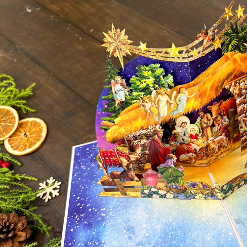 Thiệp 3D Máng Cỏ Giáng Sinh