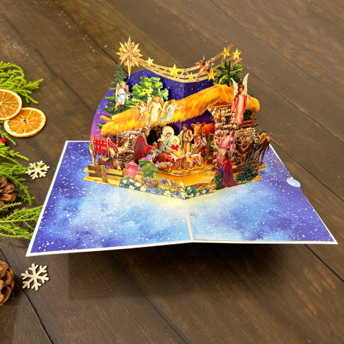 Thiệp 3D Máng Cỏ Giáng Sinh