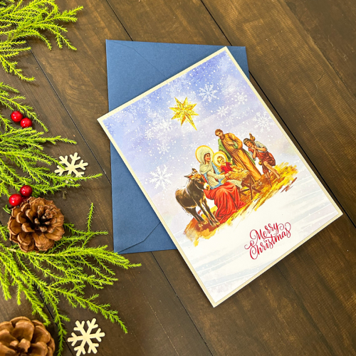 Thiệp 3D Máng Cỏ Giáng Sinh