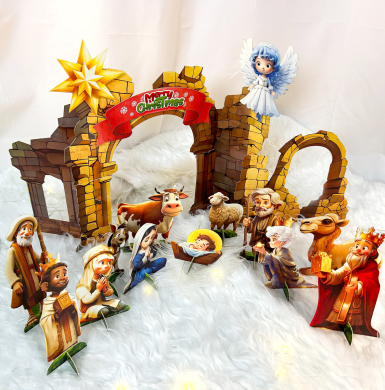 [Mini] Bộ Lắp Ráp Mô Hình Hang Đá Giáng Sinh Chibi 28cm - TAYTA